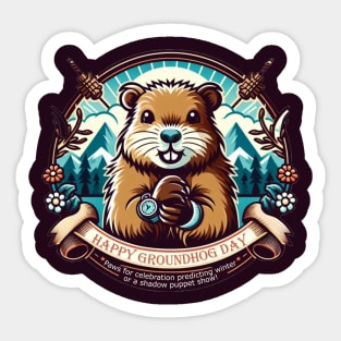 happy groundhog day celebration Sticker